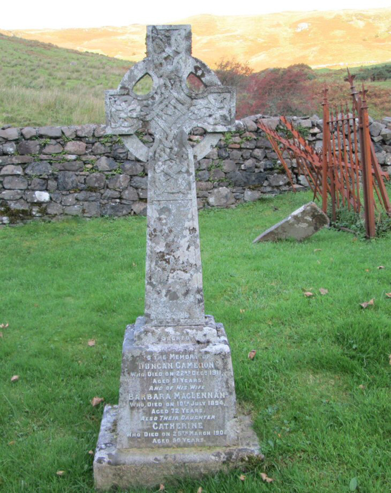 Photo of headstones/Barbara MacLennan (Cameron) died 1894 MI Eynort, Bracadale